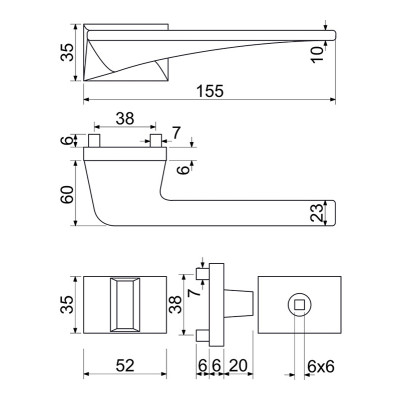 RK.S1.BRENNERO.WC.CE kľučka na dvere RK.S1.BRENNERO.WC.CE kľučka na dvere