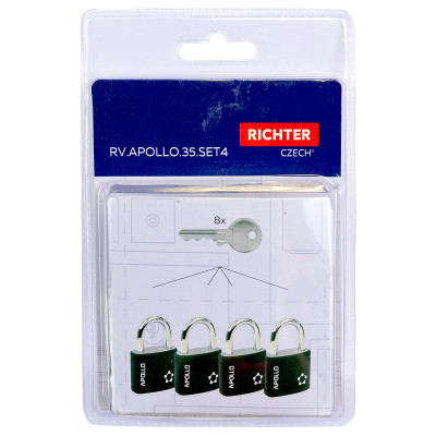 RV.APOLLO.35.SET4.CRN sada visiacich zámkov RV.APOLLO.35.SET4.CRN sada visiacich zámkov