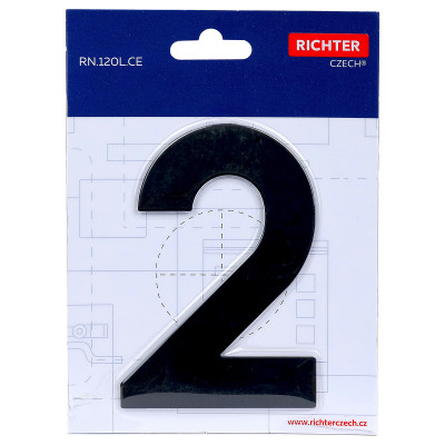 RN.120L.2.CE număr "2" 120mm negru mat RN.120L.2.CE număr "2" 120mm negru mat