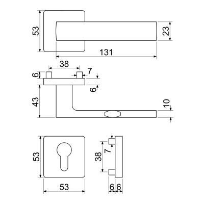RK.C26.MODENA.PZ.NIMAT mâner pentru ușă RK.C26.MODENA.PZ.NIMAT mâner pentru ușă