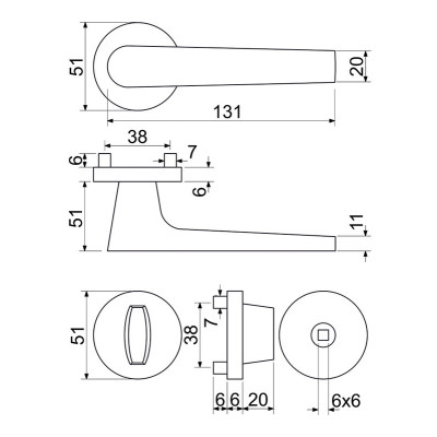 RK.K16.BOLOGNA.WC.ANT kľučka na dvere RK.K16.BOLOGNA.WC.ANT kľučka na dvere