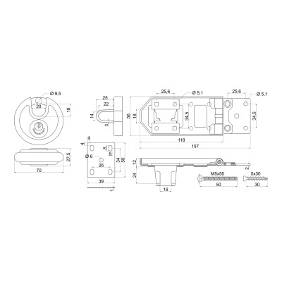 RGV.118.CRN/D70 zăvor cu lacăt