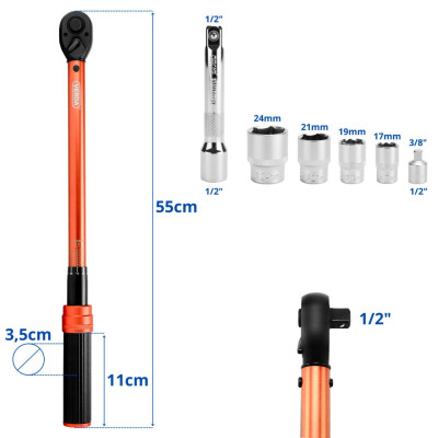 Momentový kľúč na kolesá 1/2" 40-220 Nm SN1738