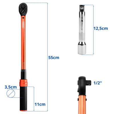 Momentový kľúč na kolesá 1/2" 40-220 Nm SN1738