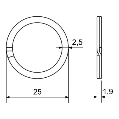 Inele pentru chei 25mm / set 5buc / RVR.RX.25.FL.ANT.5buc