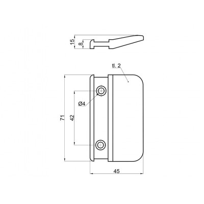 Mâner pentru ușa balconului Ph nuc r.42,5
