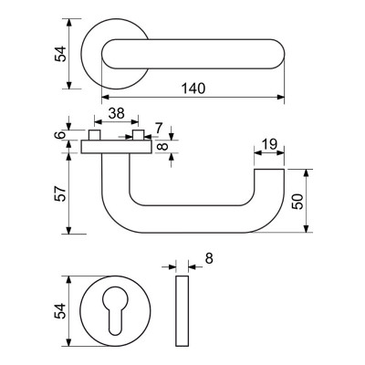 RK.U-FORM.PZ.CE mâner ușă