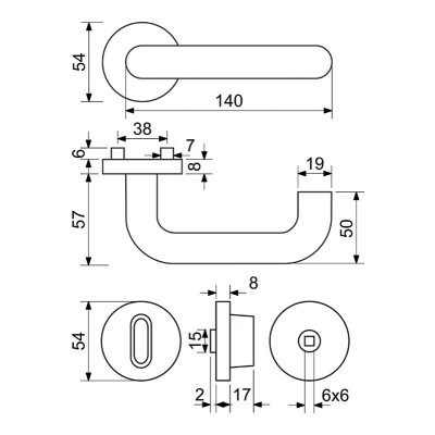 RK.U-FORM.WC.CE mâner ușă