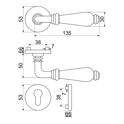 RK.E16.BERGAMO.PZ.AS mâner de ușă