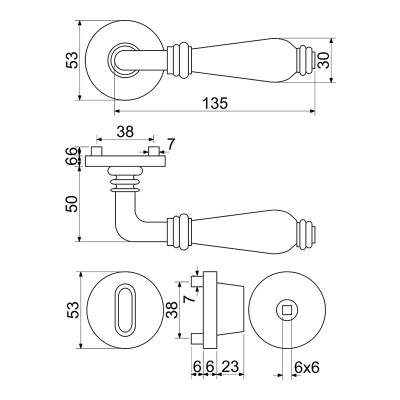 RK.E16.BERGAMO.WC.AS mâner de ușă