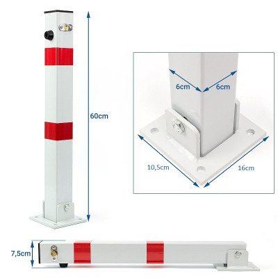 US03K stâlp pliabil cu încuietoare alb