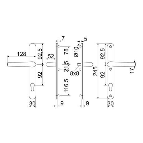 RHD.002.92.F4/F9016 mâner pentru uși din plastic