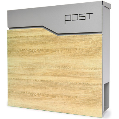 S3637 cutie poștală argintie + imit.lemn