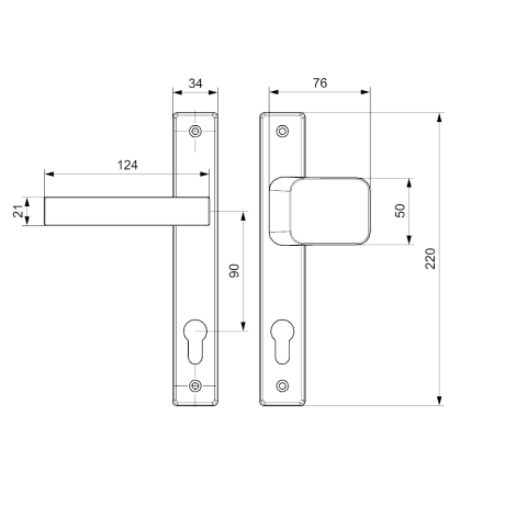 K05G mâner–mâner fix stâng pentru poartă