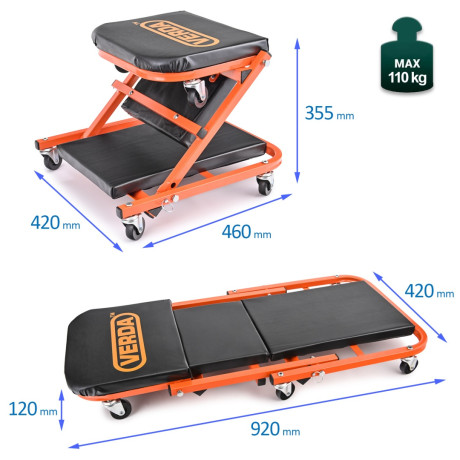 Șezlong/scaun de atelier 2 în 1 SN6711