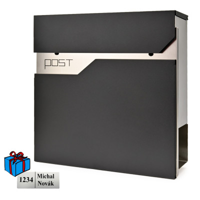 D3692 cutie poștală neagră + oțel inoxidabil