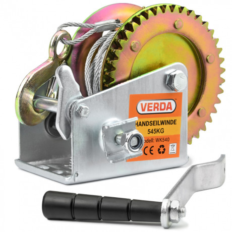 WK540 troliu manual cu cablu, cu manivelă, 545 kg