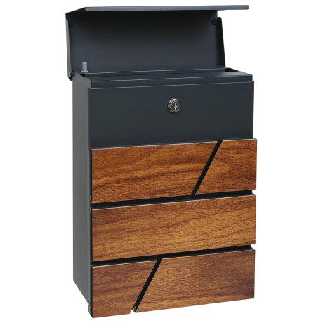 BK.524.WO.AM cutie poștală antracit + lemn