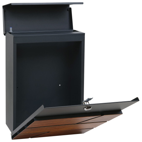 BK.524.WO.AM cutie poștală antracit + lemn