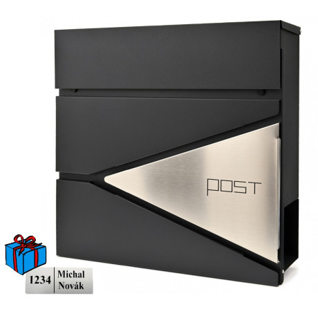 D3693 cutie poștală neagră + inox