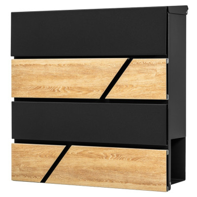 D3638 Cutie poștală neagră + imitație lemn