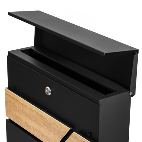 D3638 Cutie poștală neagră + imitație lemn