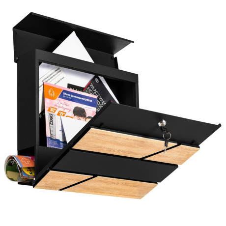 D3638 Cutie poștală neagră + imitație lemn