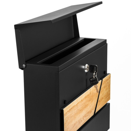 D3638 Cutie poștală neagră + imitație lemn