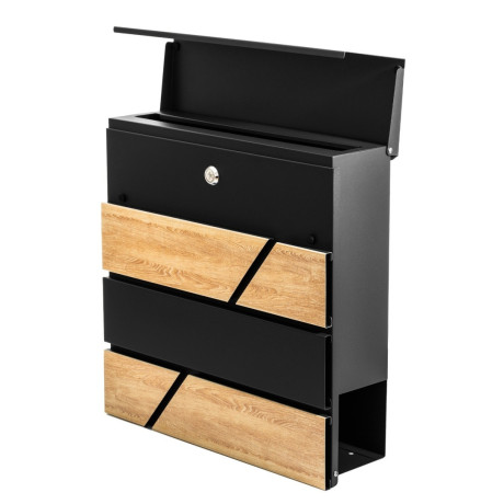 D3638 Cutie poștală neagră + imitație lemn