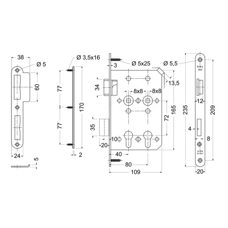 EN.304.2PZ.72.40+80.L broască de siguranță pentru cilindru