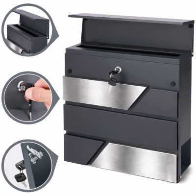 Cutie poștală D3711 antracit + inox