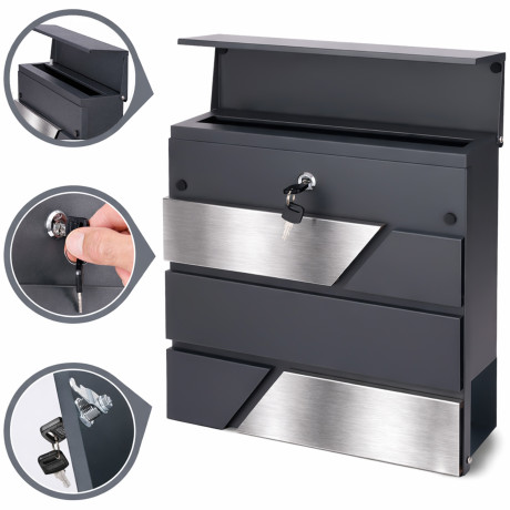 Cutie poștală D3711 antracit + inox