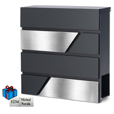Cutie poștală D3711 antracit + inox