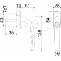 RHW 009 F9 mâner pentru fereastră universal cu încuietoare