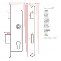 Carcasă metalică îngustă pentru broască de porți + blocaj mortise