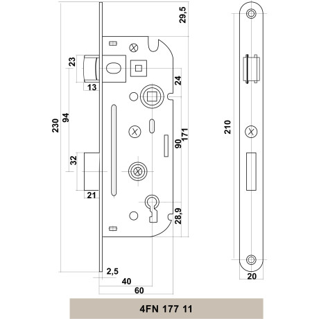 Broască pentru ușa clădirii  K60/90/40