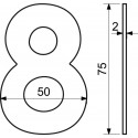 Číslica "0" 75mm nerez