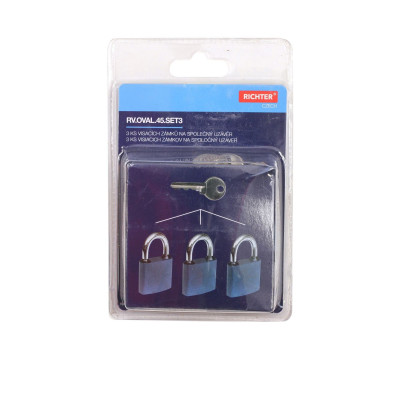 RV.OVAL.45.SET3 3ks visiacich zámkov RV.OVAL.45.SET3 3ks visiacich zámkov