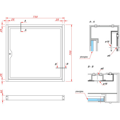 Vitrină informativă cu deschiderea ușii 73x 70cm