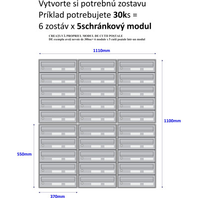 M37/5 RAL7035 modulová schránka