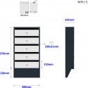 M39/5 N modulová schránka úkosová RAL7016 + nerez