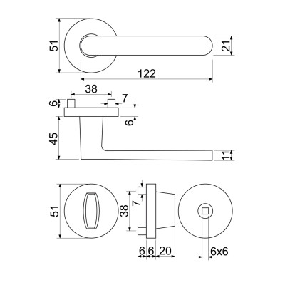 RK.K16.COMO.WC.NIMAT kľučka na dvere