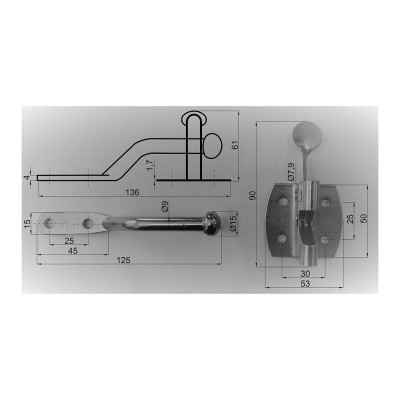 Opritor poartă 50x52mm negru