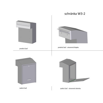 W3 - 2 poštová schránka RAL7016 / nerez