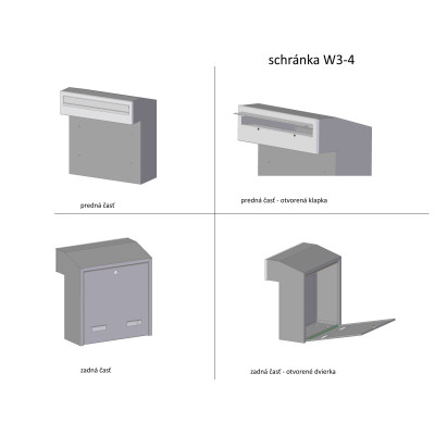 W3 - 4 poštová schránka RAL7016 / nerez