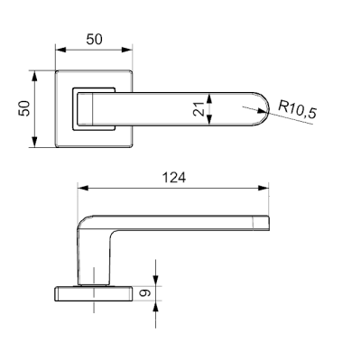 K02 BB kľučka na dvere čierna K02 BB kľučka na dvere čierna