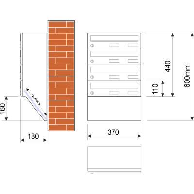 M37U/4 schránka úkosová RAL7016
