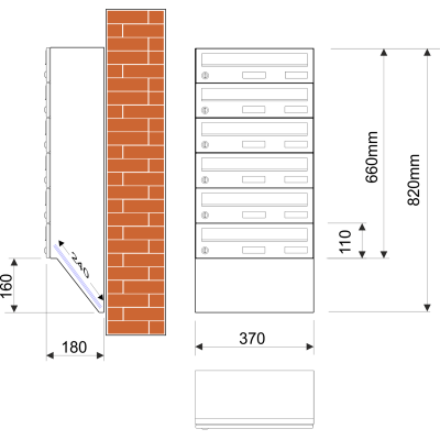 M37/6 schránka rovná RAL7016