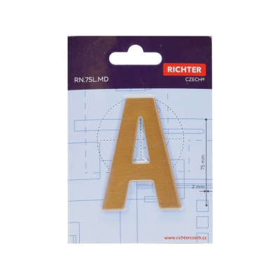 RN.75L.MD písmeno "A" 75mm medené