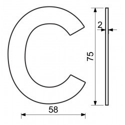 RN.75L.MD písmeno "C" 75mm medené